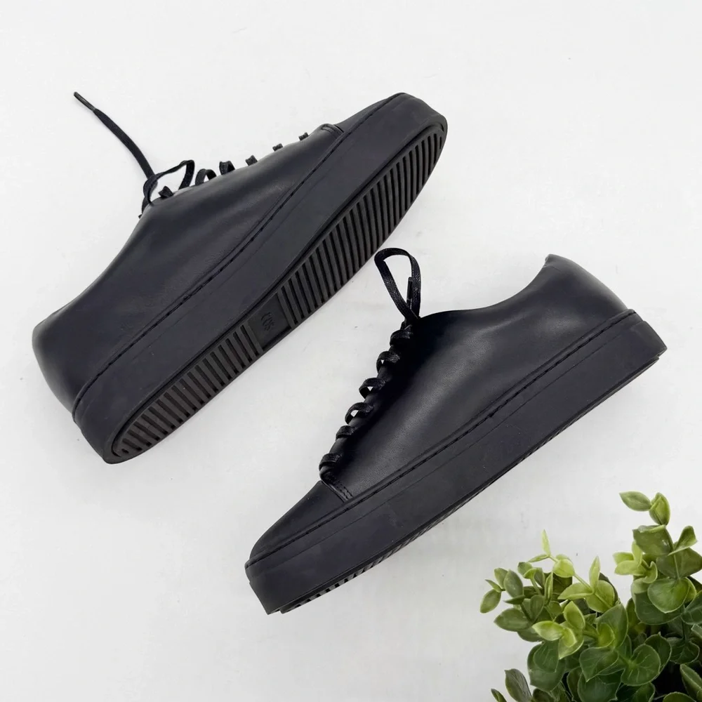 COS Black Leather Lace Up Sneakers Size 6 Minimalist Casual Contemporary